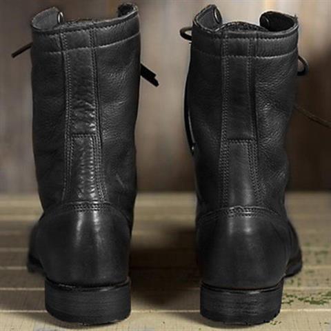 │ Leather Lace-Up Combat Boots