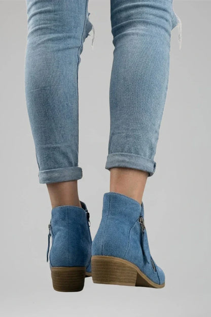Suede Side Zipper Ankle Boots