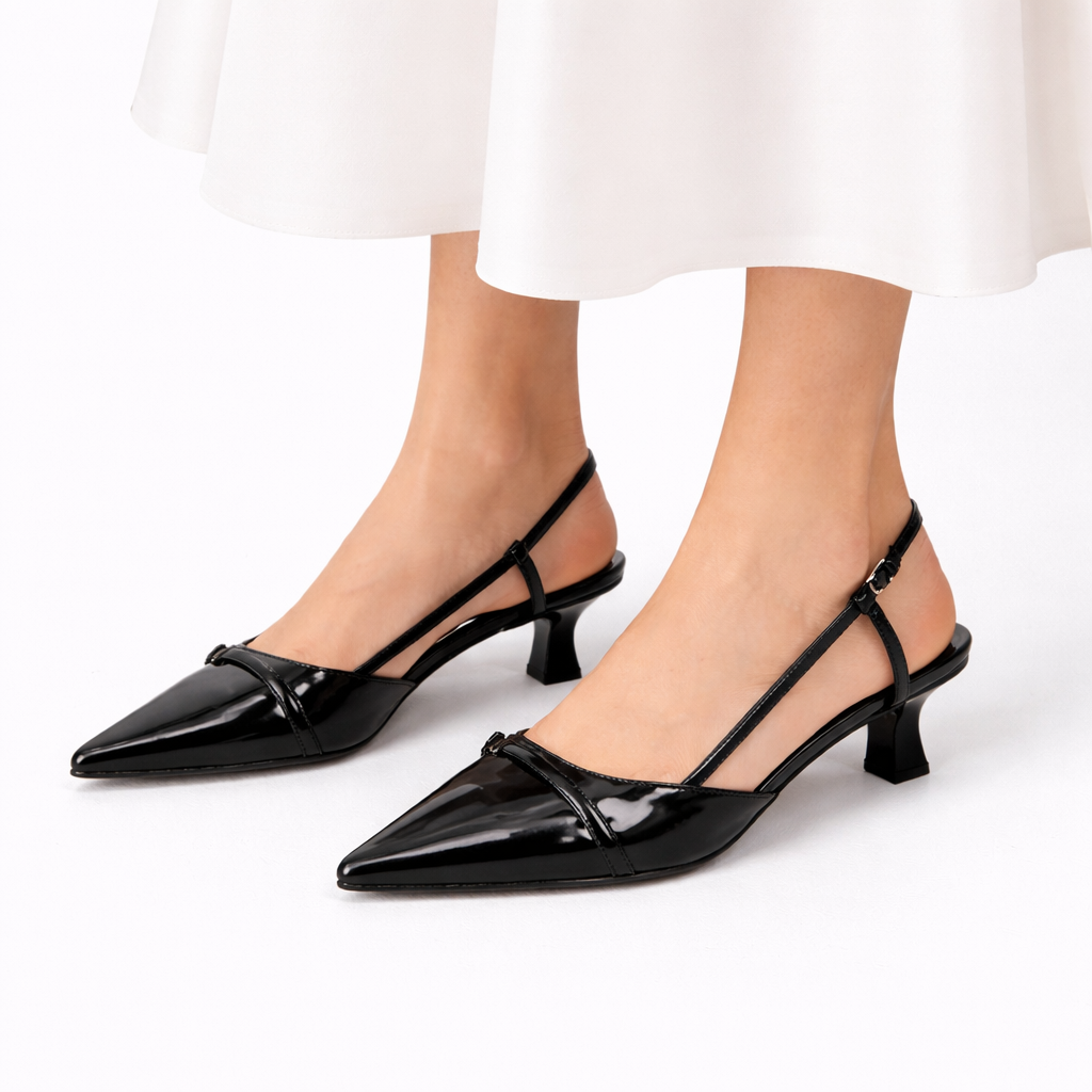 Women's Patent Slingback Heels — Elegant Pointed Toe