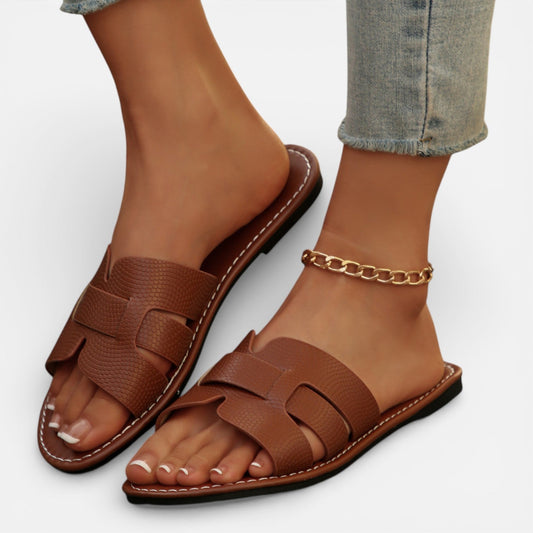 Women's Leather Slide Sandals