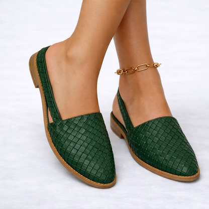 Women's Woven Vegan Leather Slingback Flats – Elegant Everyday Style