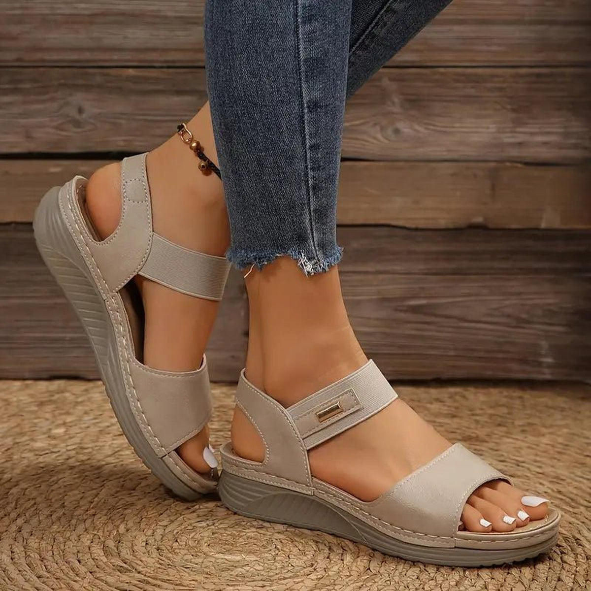 Orthopedic Sandals Velcro Straps Wedges