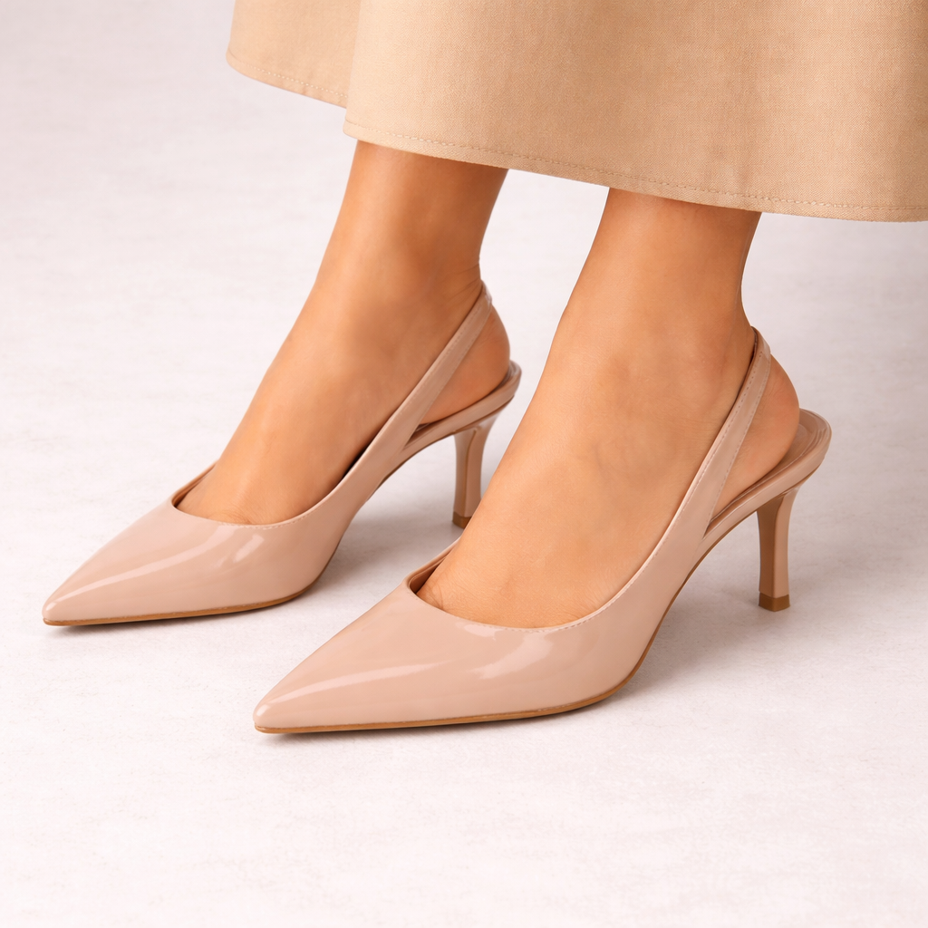 Women's Elegant Black Slingback Heels – Pointed Toe
