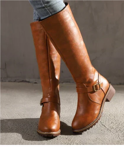 Buckle Knee High Boots