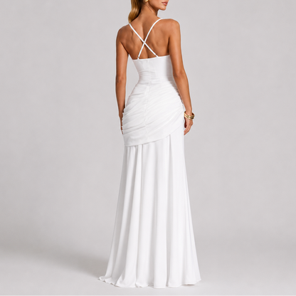 Women's Elegant Ruched Maxi Evening Dress