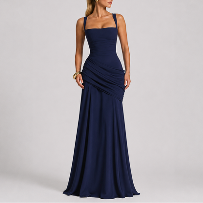 Women's Elegant Ruched Maxi Evening Dress
