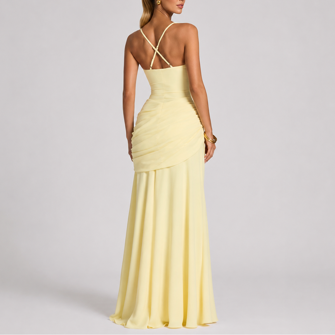 Women's Elegant Ruched Maxi Evening Dress