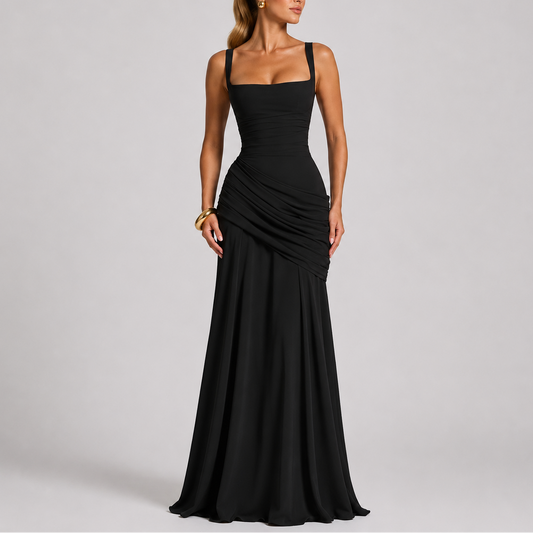 Women's Elegant Ruched Maxi Evening Dress
