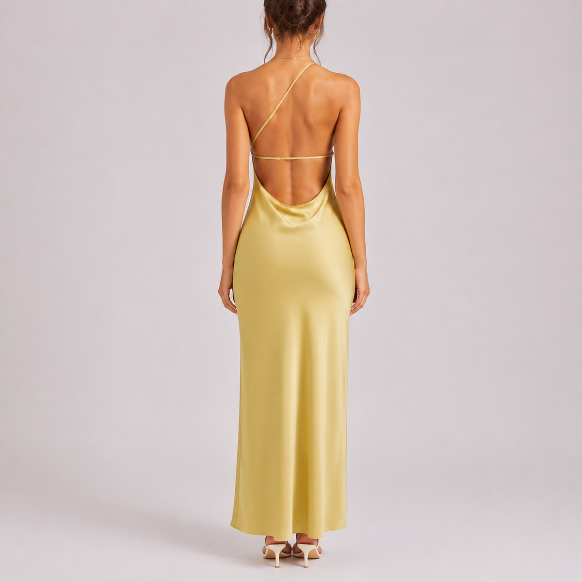 Women's Elegant One-Shoulder Satin Maxi Dress