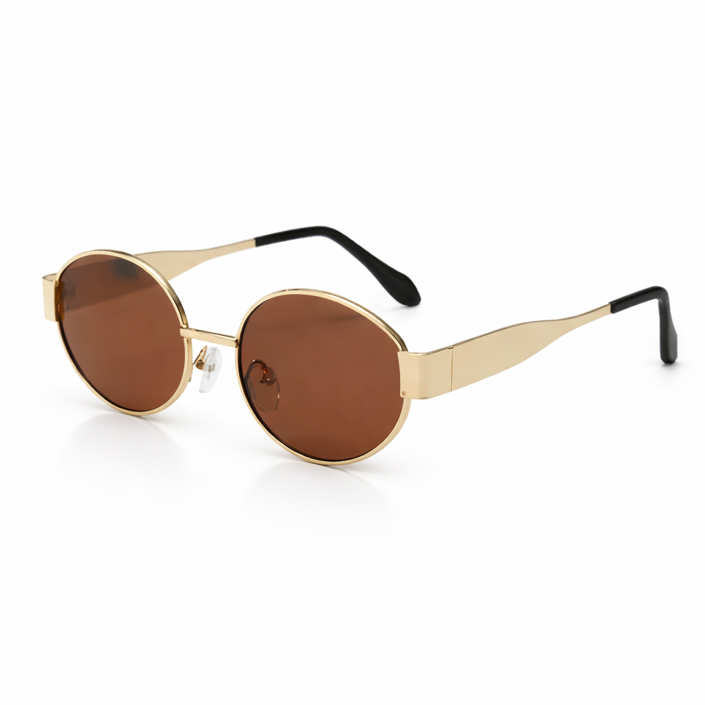 Women's Retro Oval Sunglasses – Sleek Gold Detail