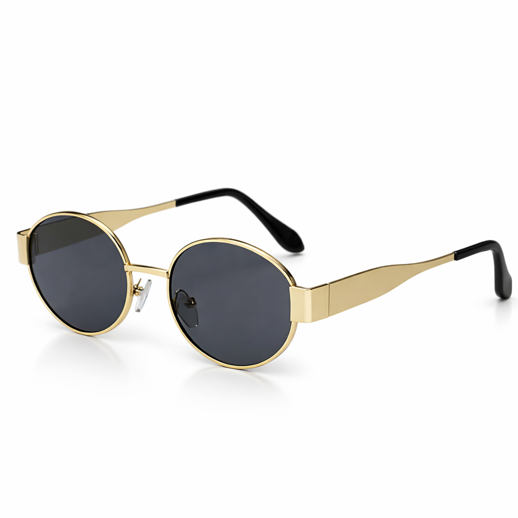 Women's Retro Oval Sunglasses – Sleek Gold Detail