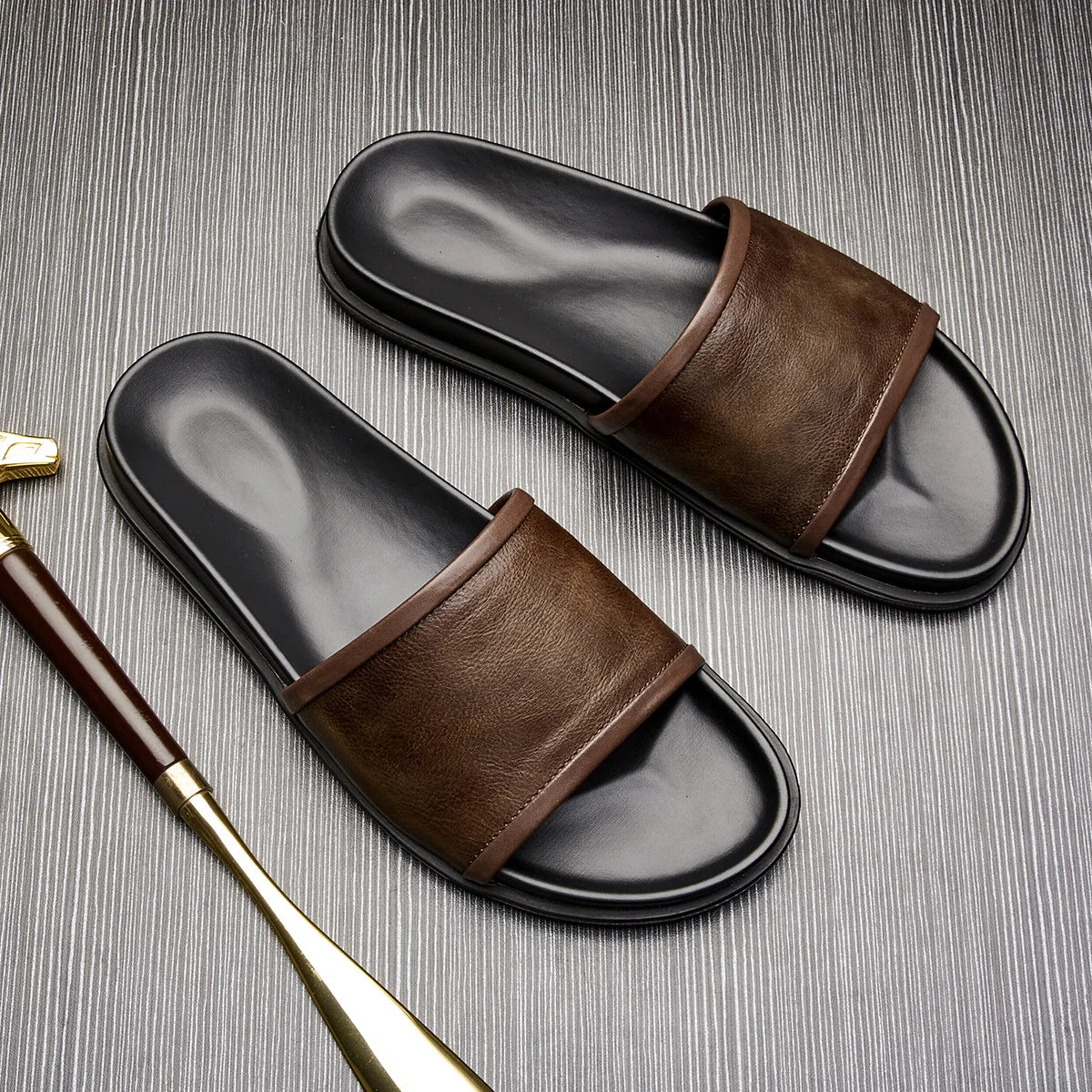 Luxury Leather Slides