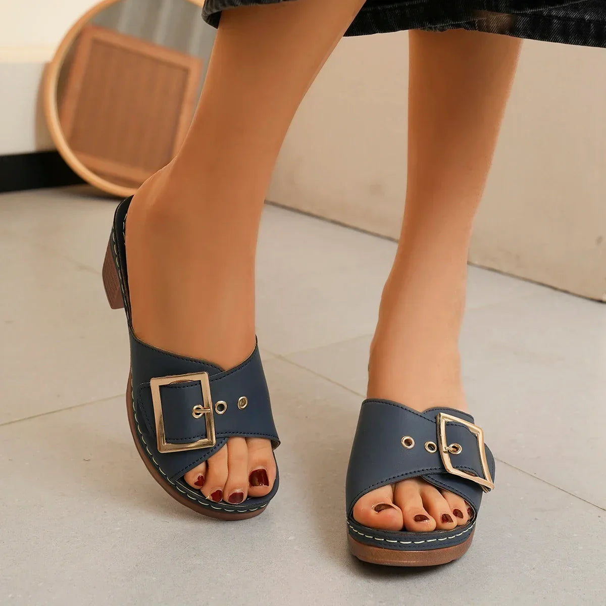 Orthopedic Buckle Platform Sandals