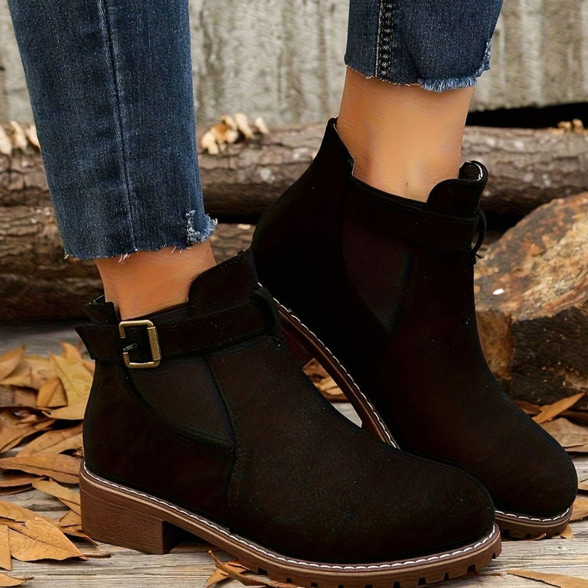 Buckle Strap Ankle Boots