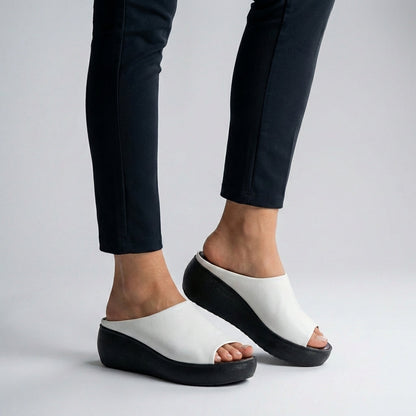 Leather Platform Slides