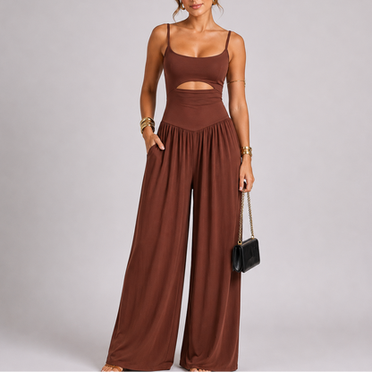 Women's Elegant Cut-Out Wide Leg Jumpsuit