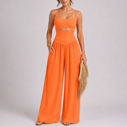 Women's Elegant Cut-Out Wide Leg Jumpsuit