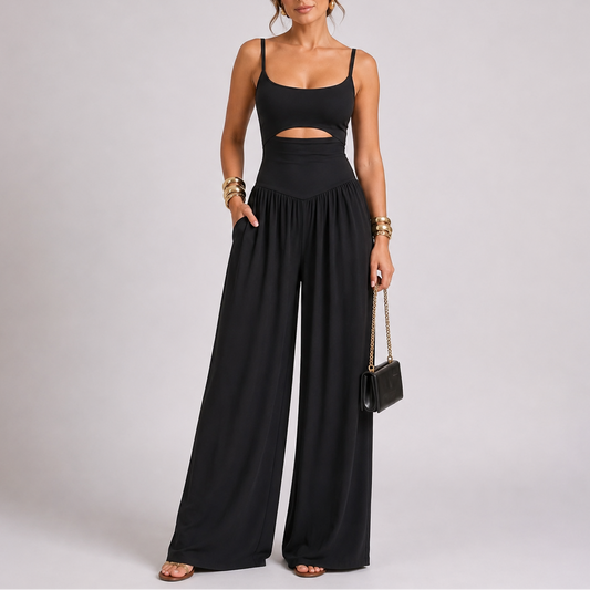 Women's Elegant Cut-Out Wide Leg Jumpsuit