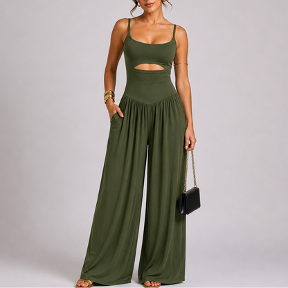 Women's Elegant Cut-Out Wide Leg Jumpsuit