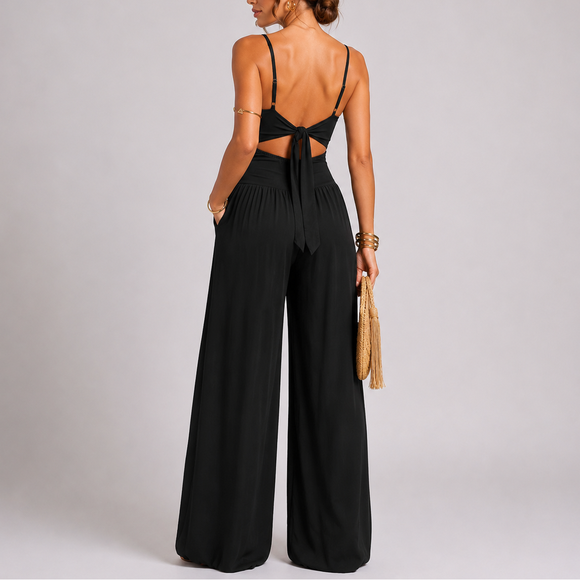 Women's Elegant Cut-Out Wide Leg Jumpsuit