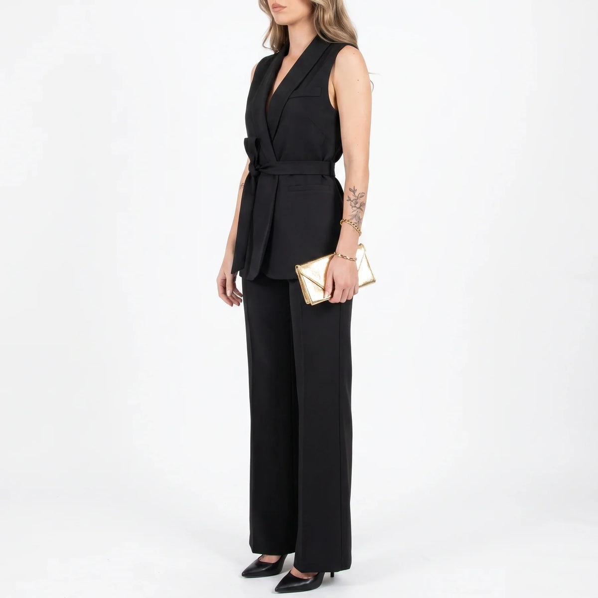 Women's Tailored Two-Piece Suit Set with Belt