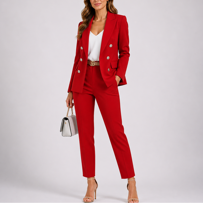 Women's Tailored Blazer and Trousers Two Piece Suit Set