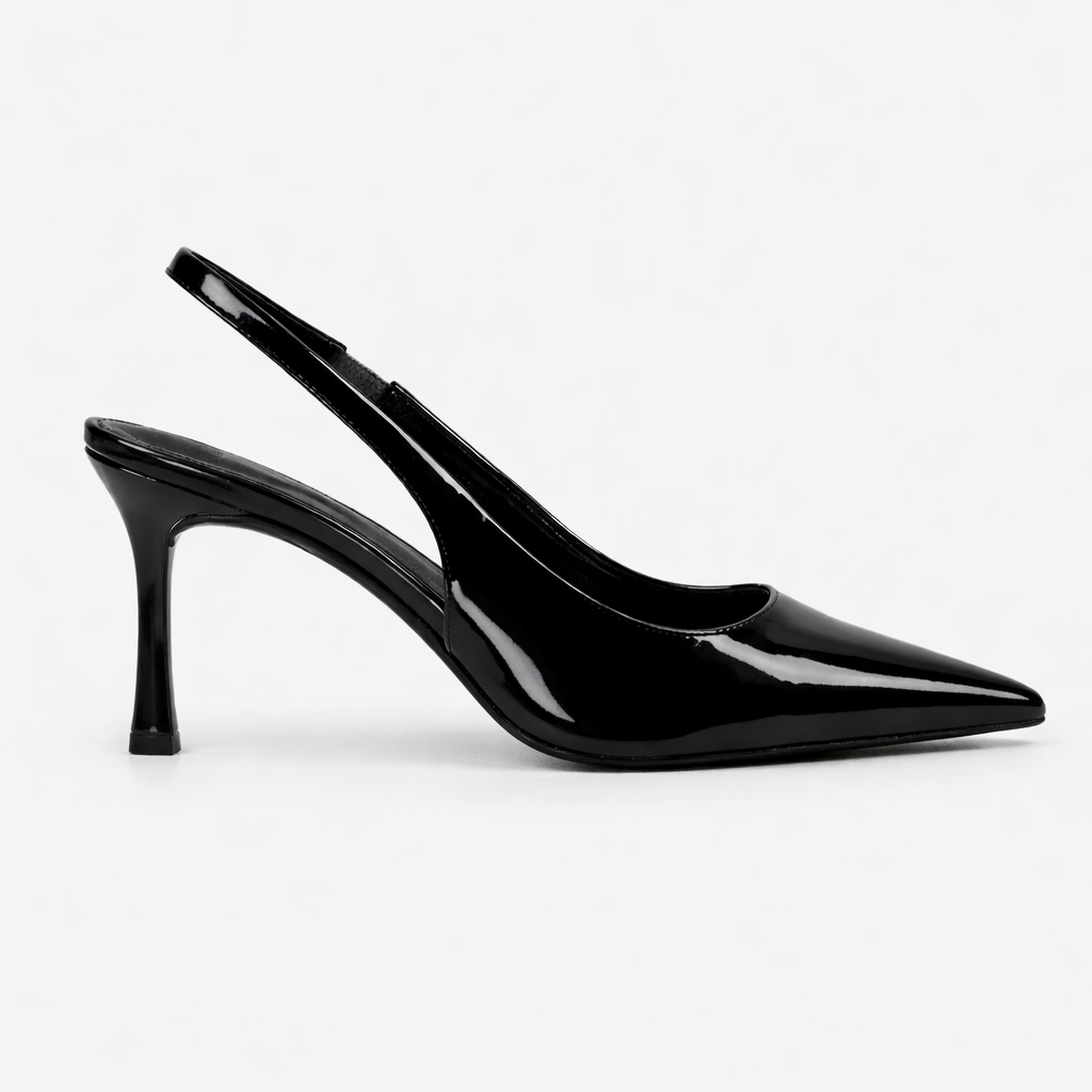 Women's Elegant Black Slingback Heels – Pointed Toe