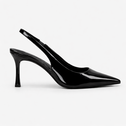 Women's Elegant Black Slingback Heels – Pointed Toe