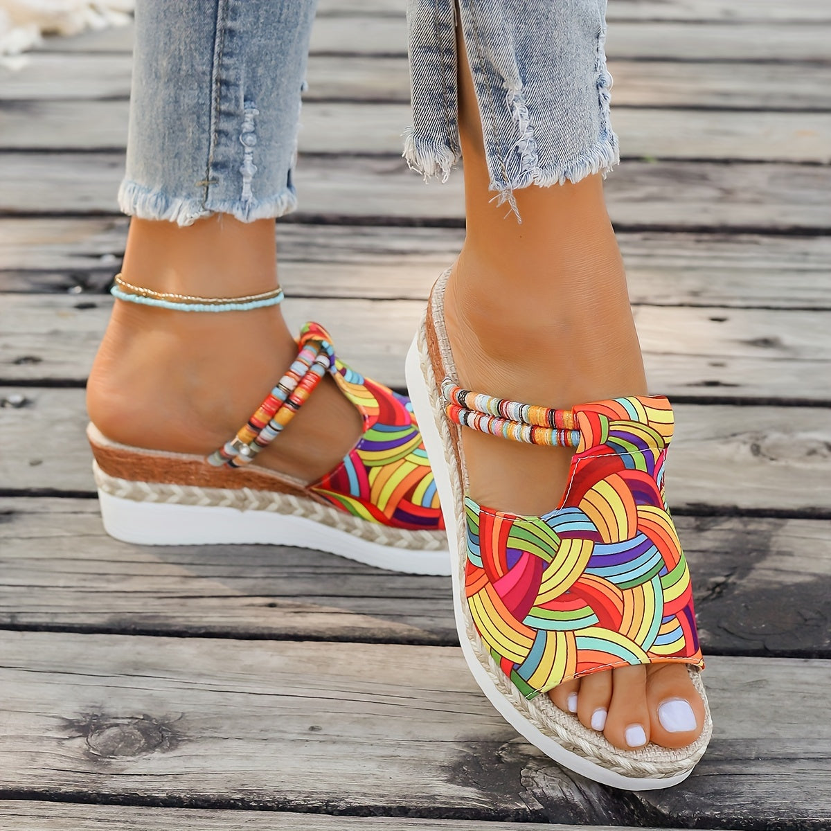 Boho Wedge Slides