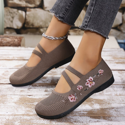 Floral Knit Ballet Flats