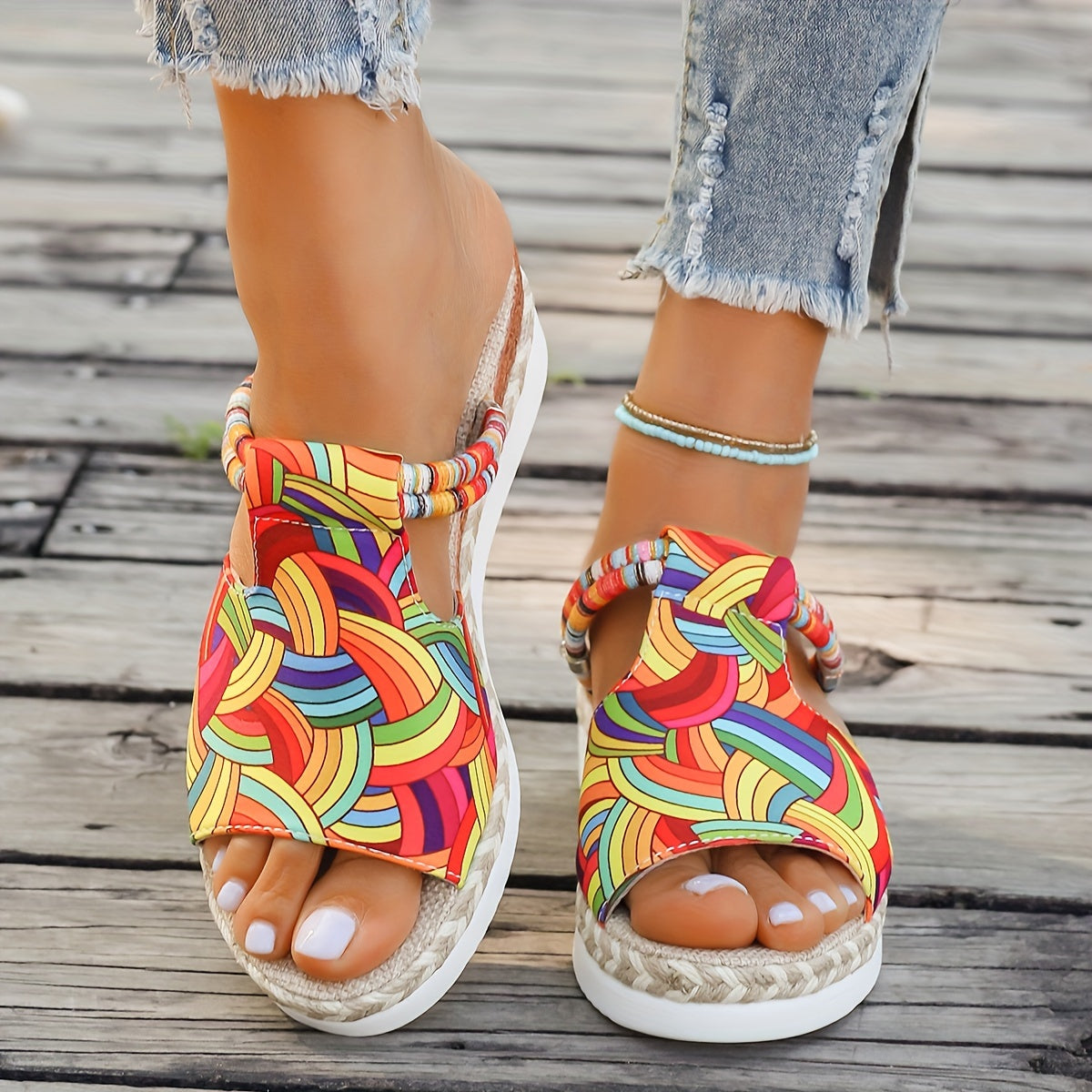 Boho Wedge Slides