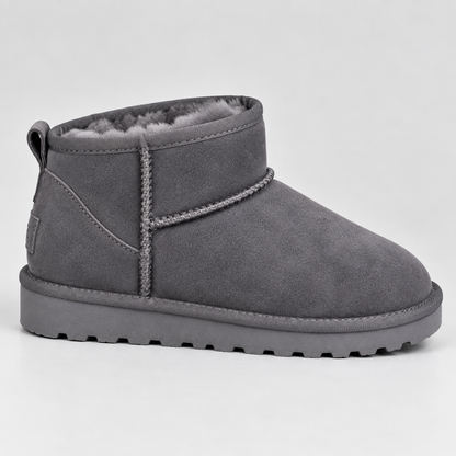 Women's Suede Ankle Boots | Warm Fur Lined Winter Shoes with Grip