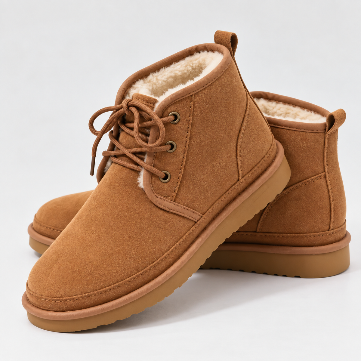 Women's Suede Lace-Up Ankle Boots | Warm Fur Lined Winter Shoes