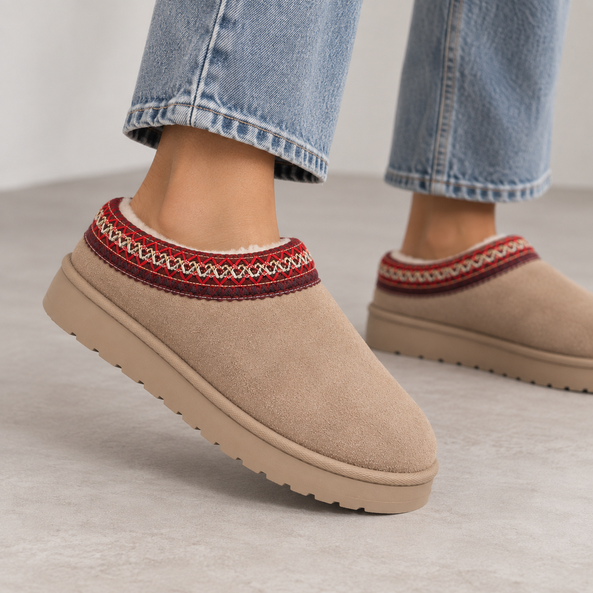 Women's Suede Clogs | Warm Fur Lined Slip-On Winter Shoes