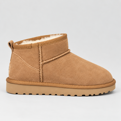 Women's Suede Ankle Boots | Warm Fur Lined Winter Shoes with Grip