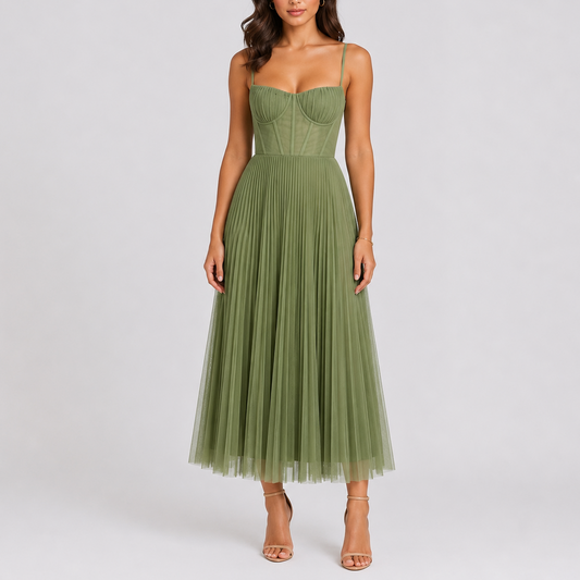 Women's Elegant Pleated Maxi Dress for Weddings & Events