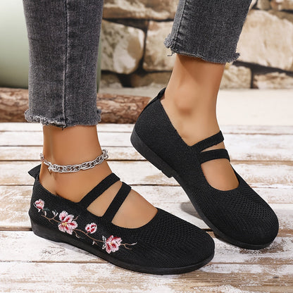 Floral Knit Ballet Flats