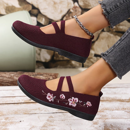 Floral Knit Ballet Flats