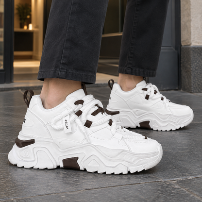 Men's white and gray chunky lace-up sneakers