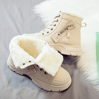 Fleece Lined Lace-Up Ankle Boots