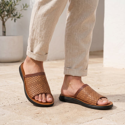 Leather Slide Sandals for Men