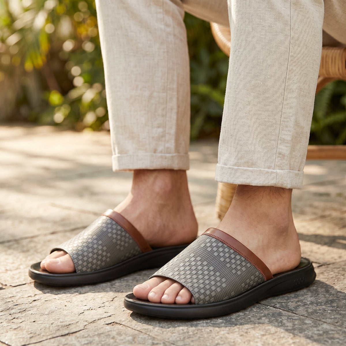 Leather Slide Sandals for Men