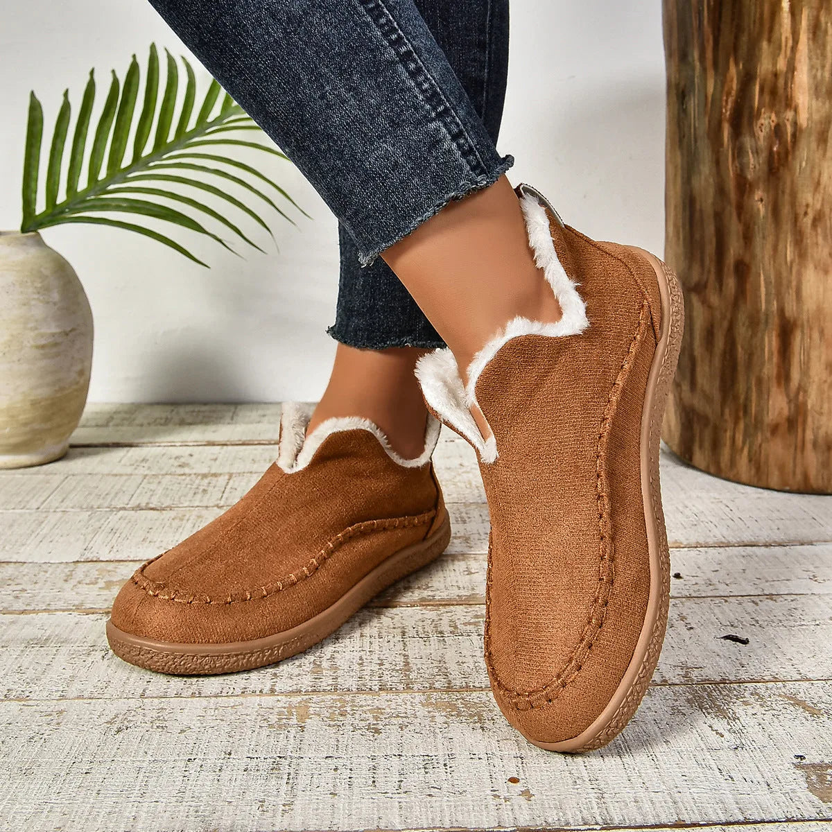 Fur Lined Slipper Boots