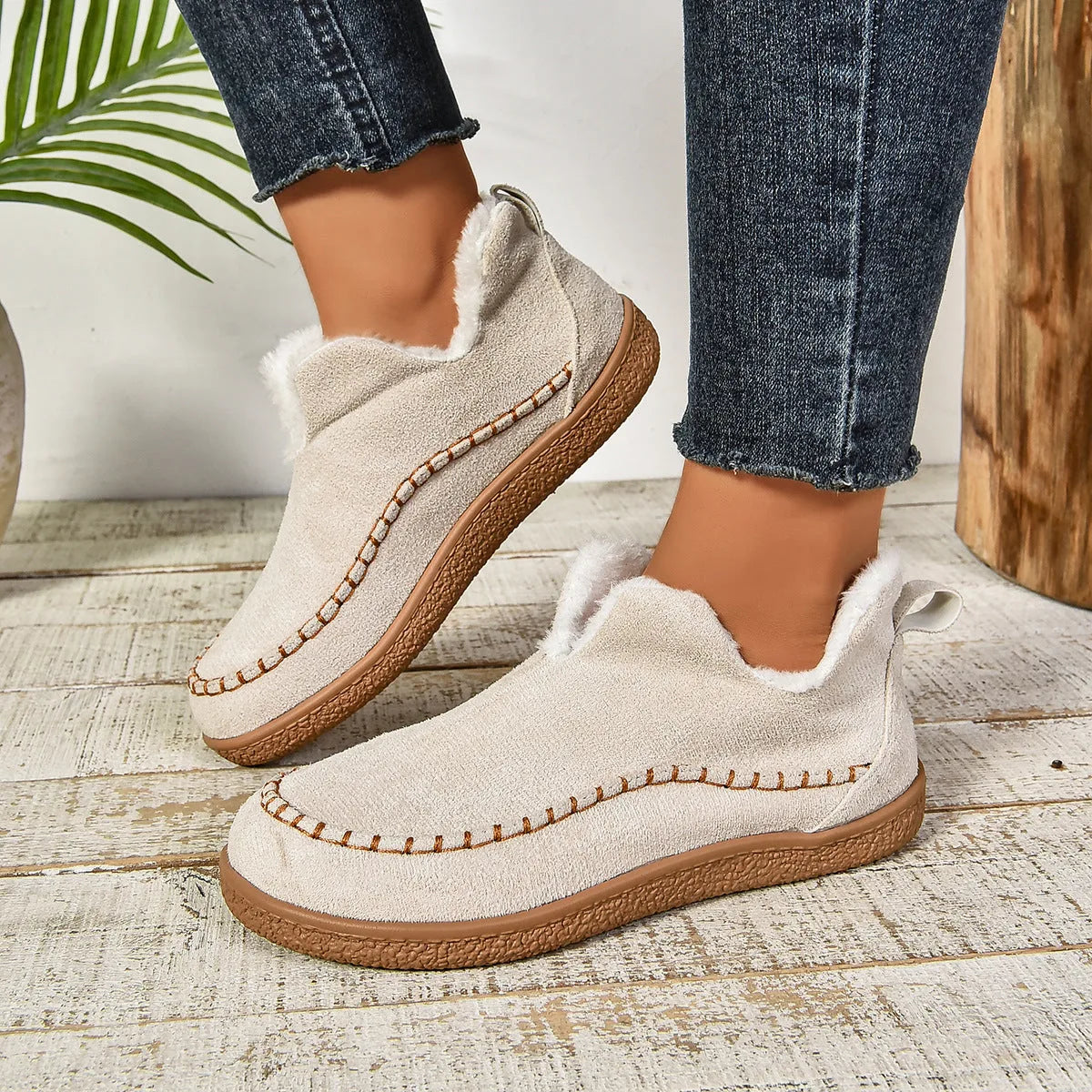 Fur Lined Slipper Boots
