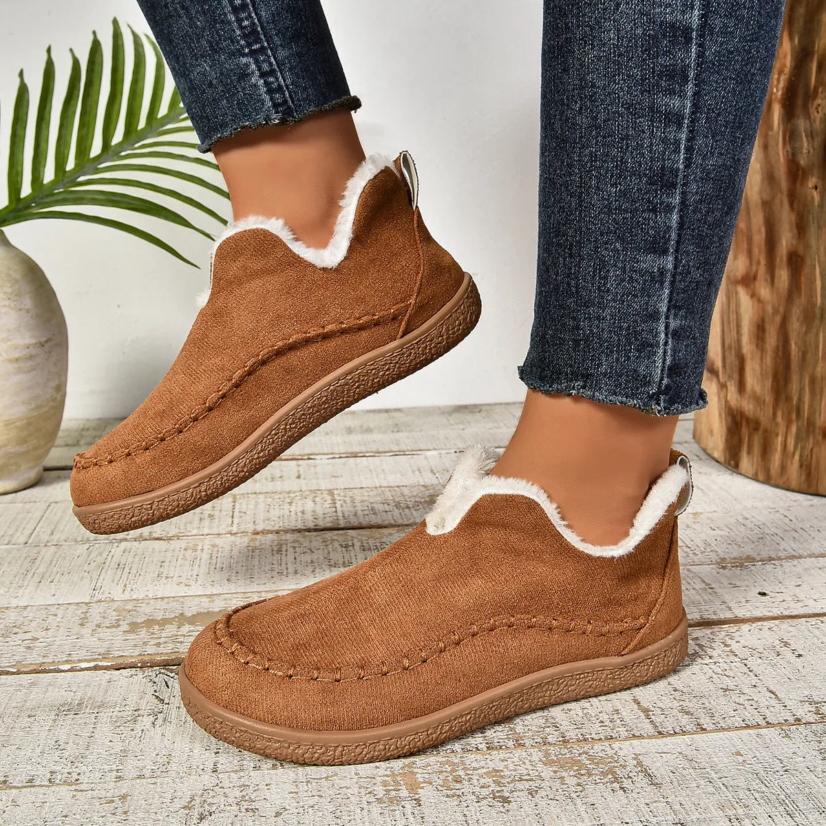 Fur Lined Slipper Boots