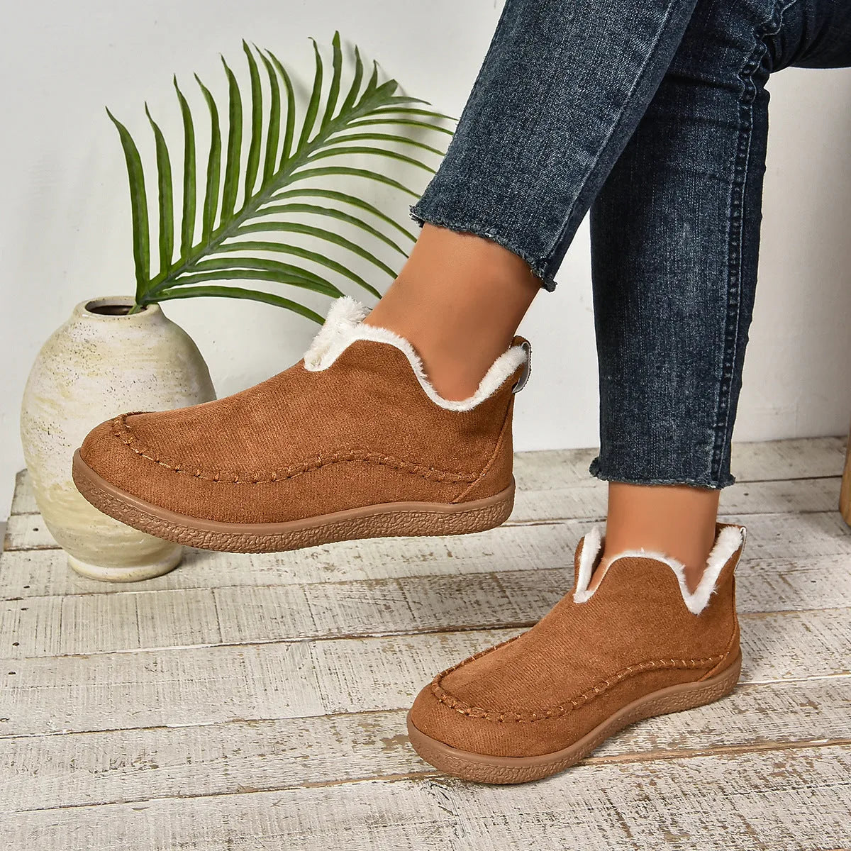 Fur Lined Slipper Boots