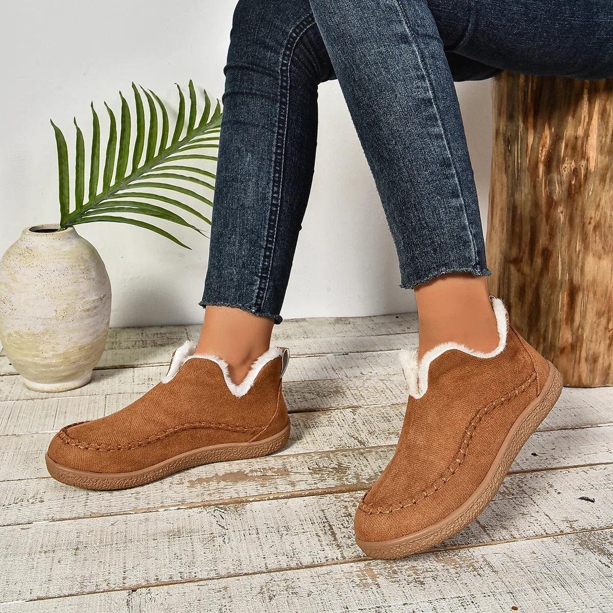 Fur Lined Slipper Boots