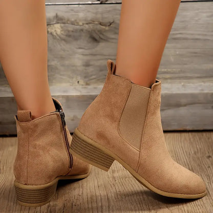Suede Chelsea Boots – Low Block Heel