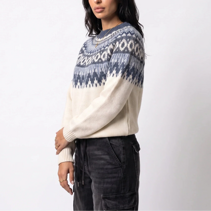 Women's Fair Isle Knit Jumper - Nordic Pattern in Ivory